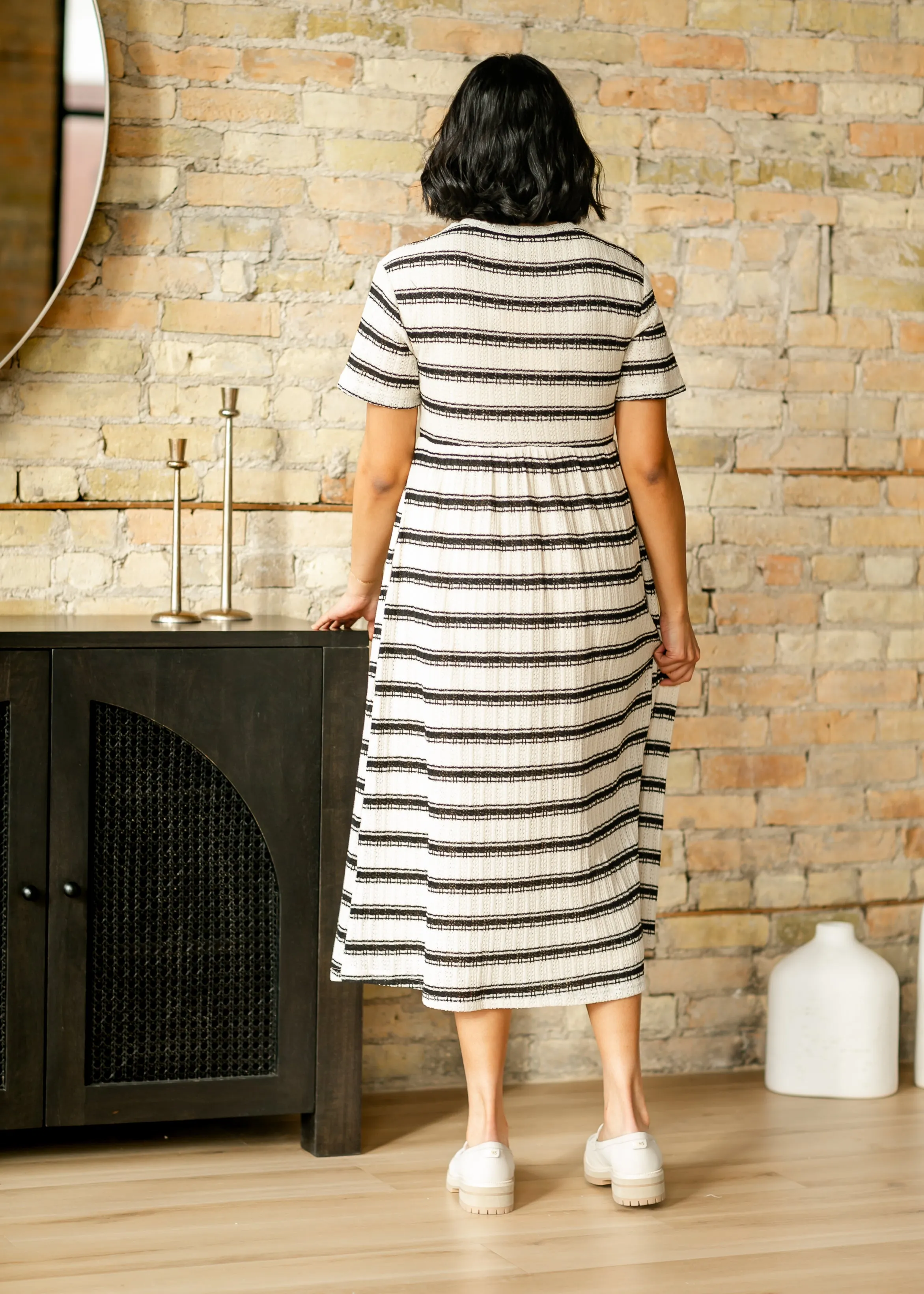 Striped Knit Crewneck Dress