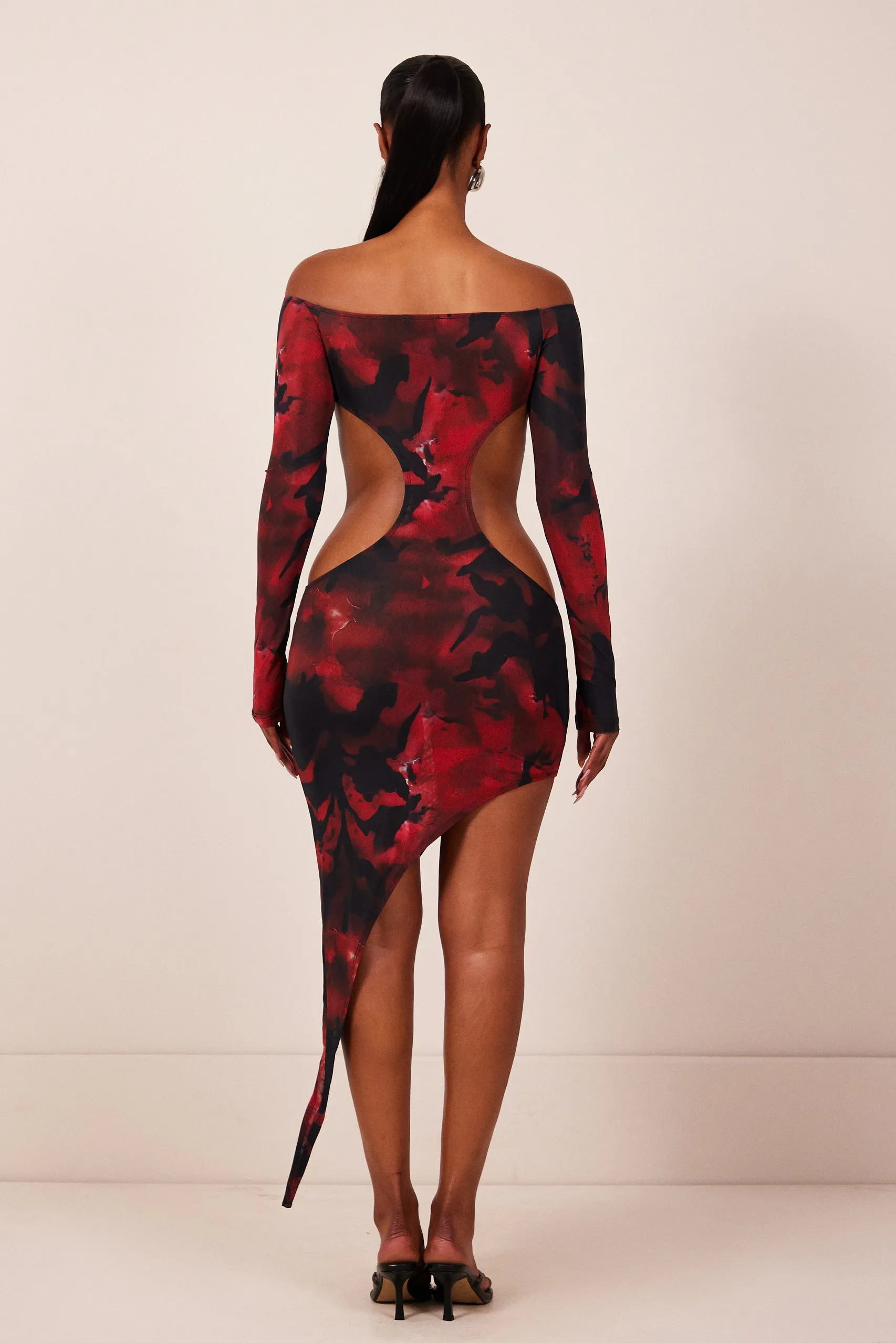 The Asymmetric Cut Out Mini- Red print
