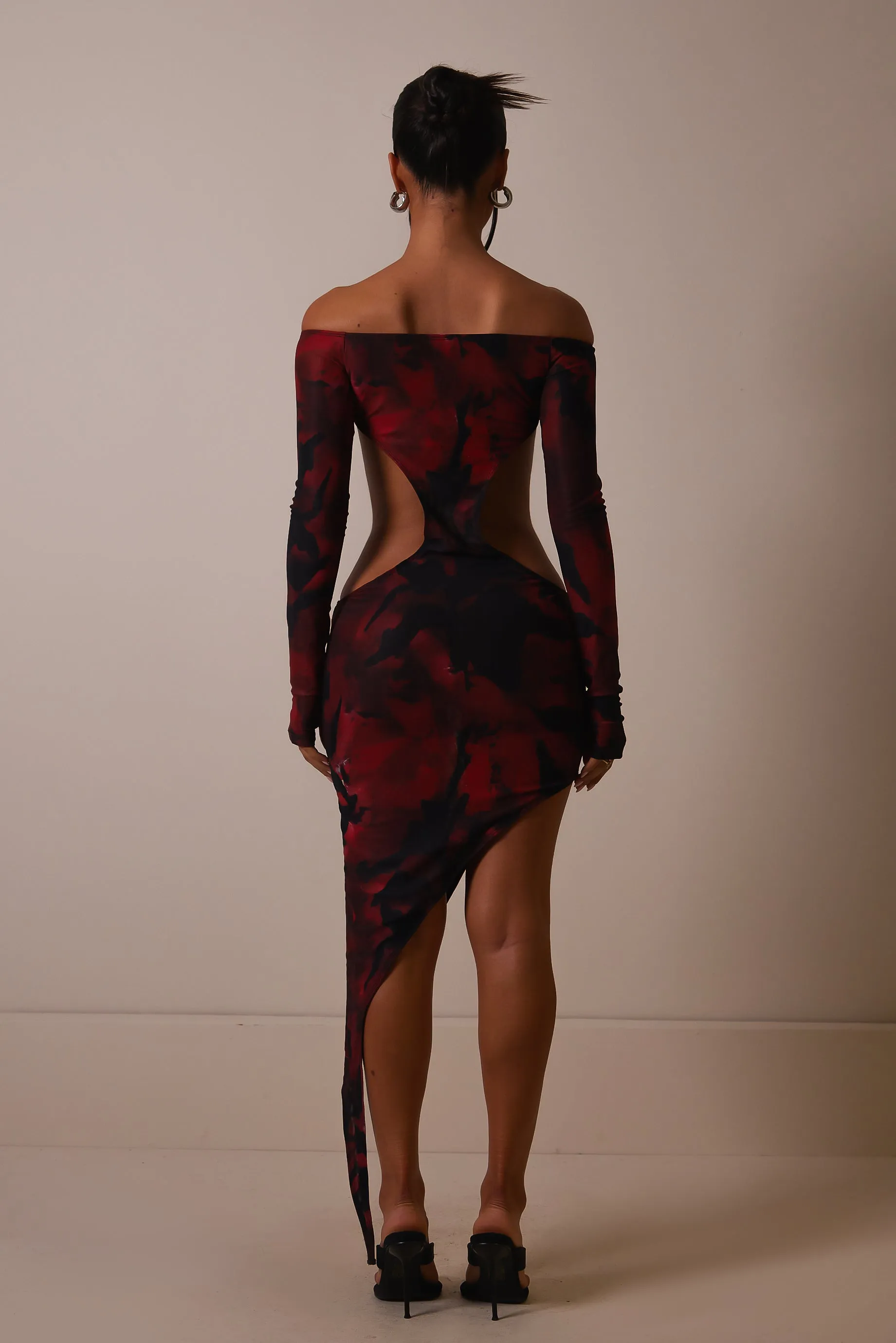 The Asymmetric Cut Out Mini- Red print