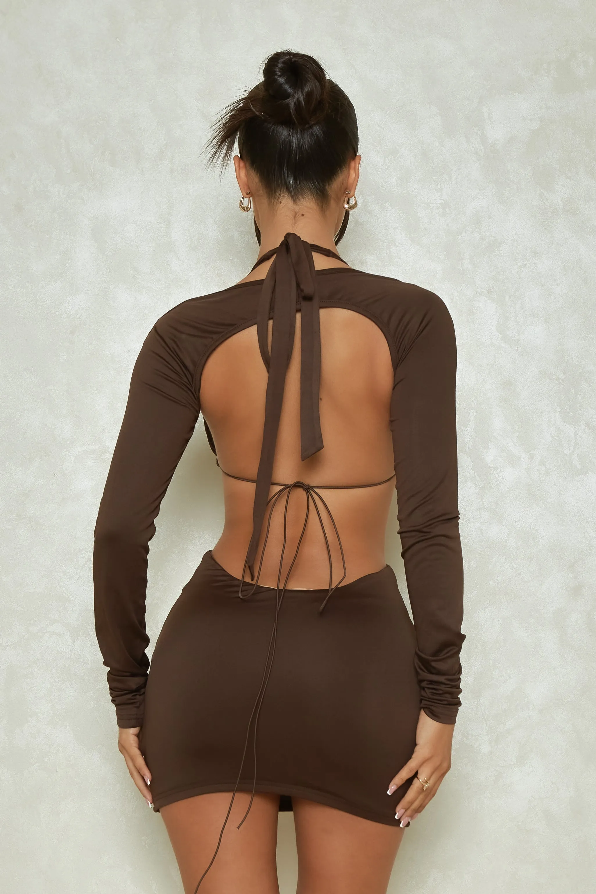 The Mars detail sleeve mini- Brown