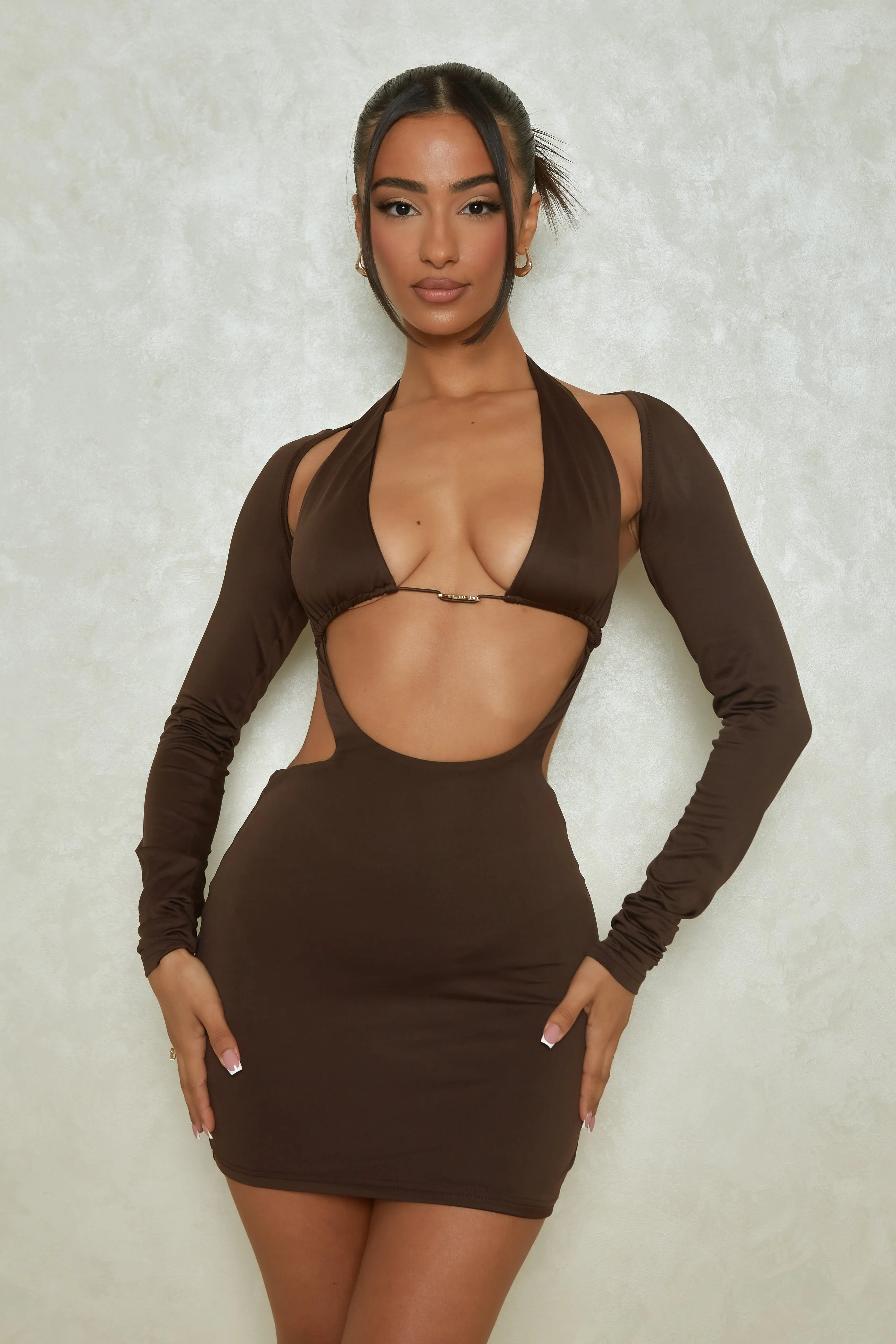 The Mars detail sleeve mini- Brown