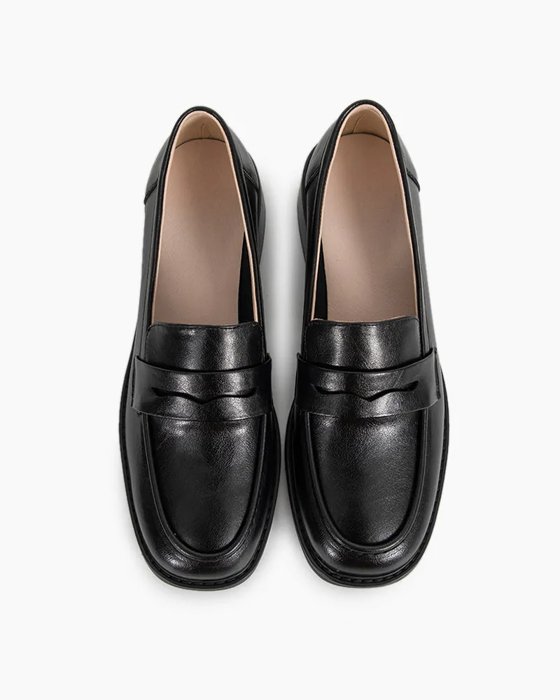 Timeless Comfortable Penny Chunky Heel Loafers