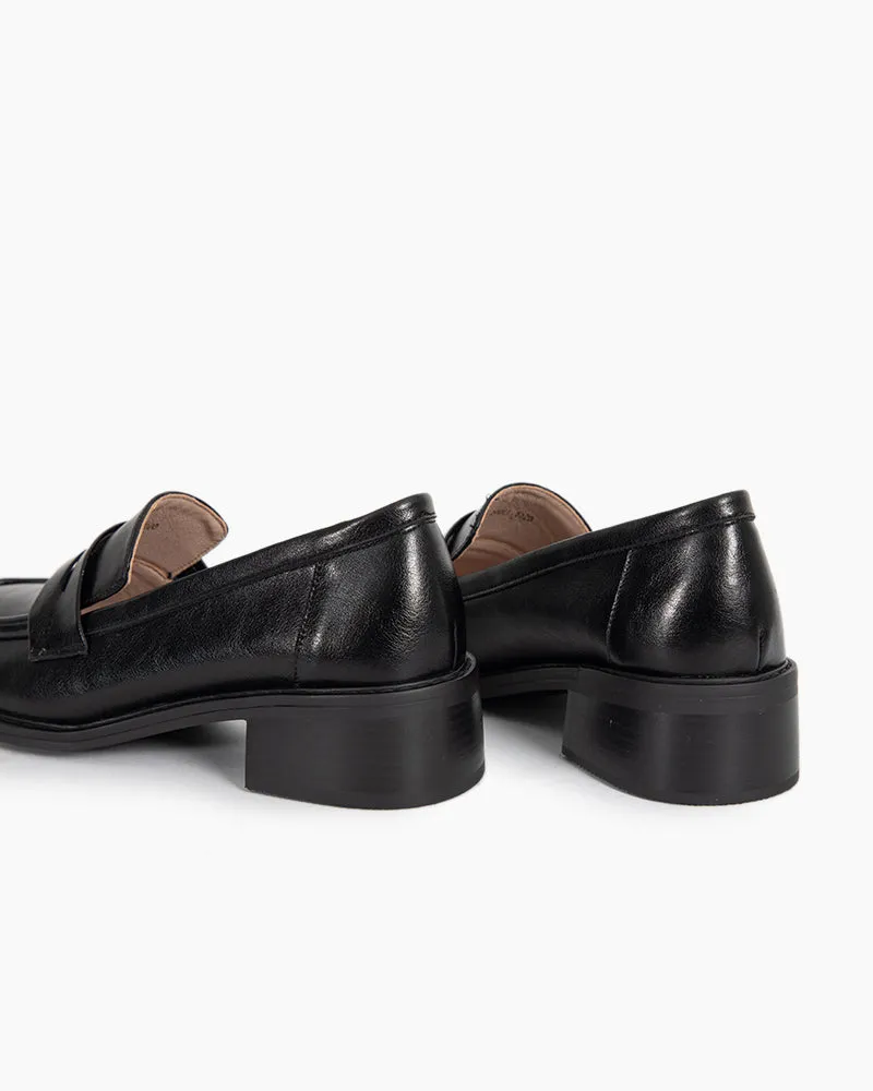 Timeless Comfortable Penny Chunky Heel Loafers