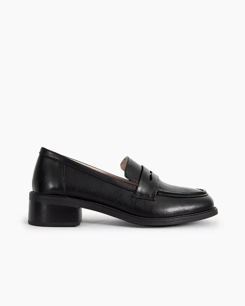 Timeless Comfortable Penny Chunky Heel Loafers