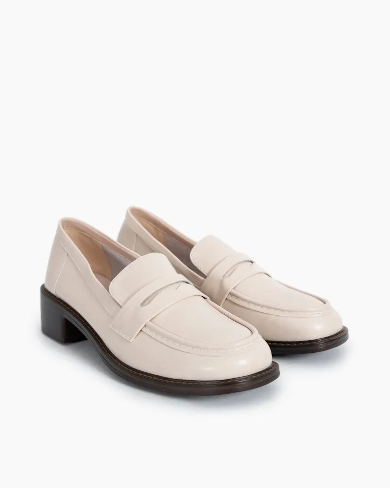 Timeless Comfortable Penny Chunky Heel Loafers