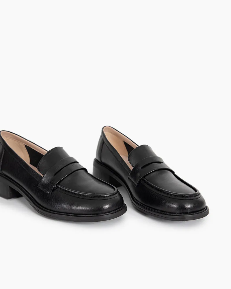 Timeless Comfortable Penny Chunky Heel Loafers