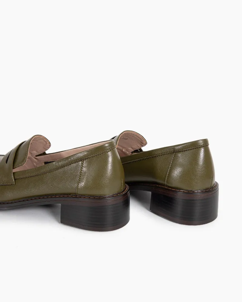 Timeless Comfortable Penny Chunky Heel Loafers