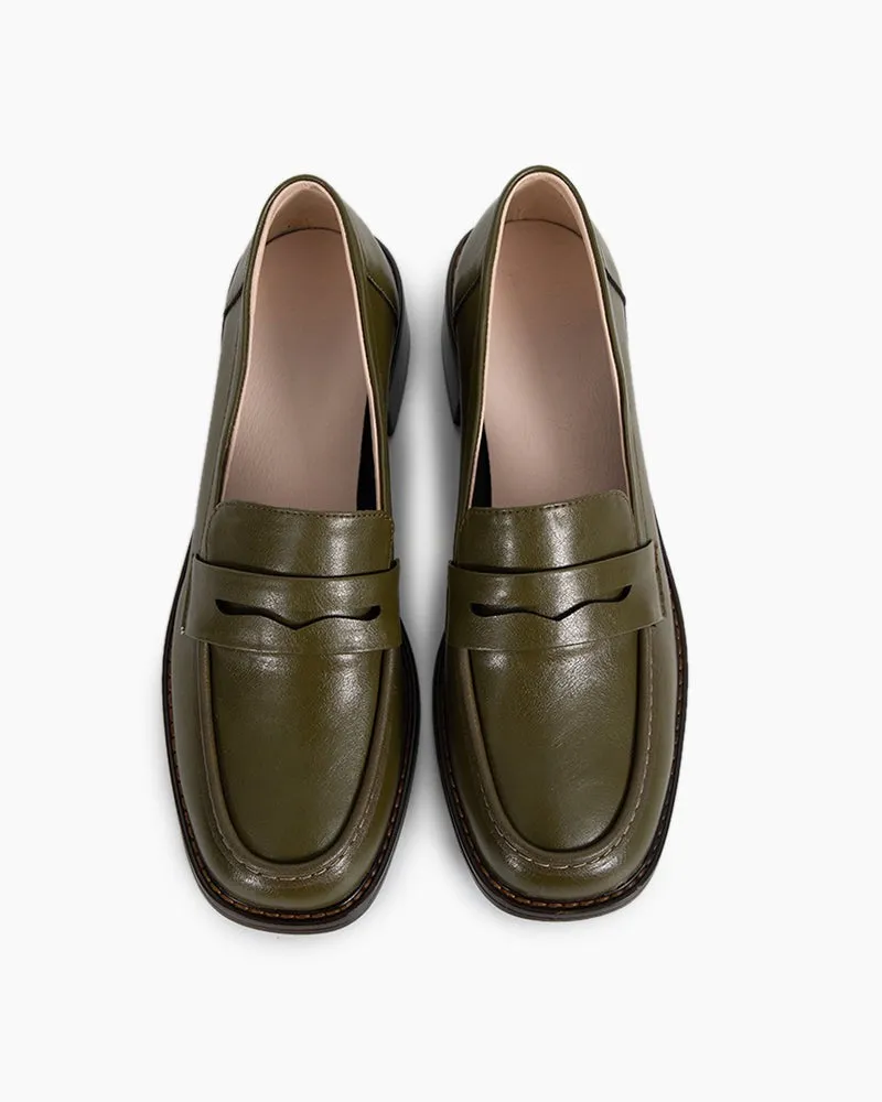 Timeless Comfortable Penny Chunky Heel Loafers