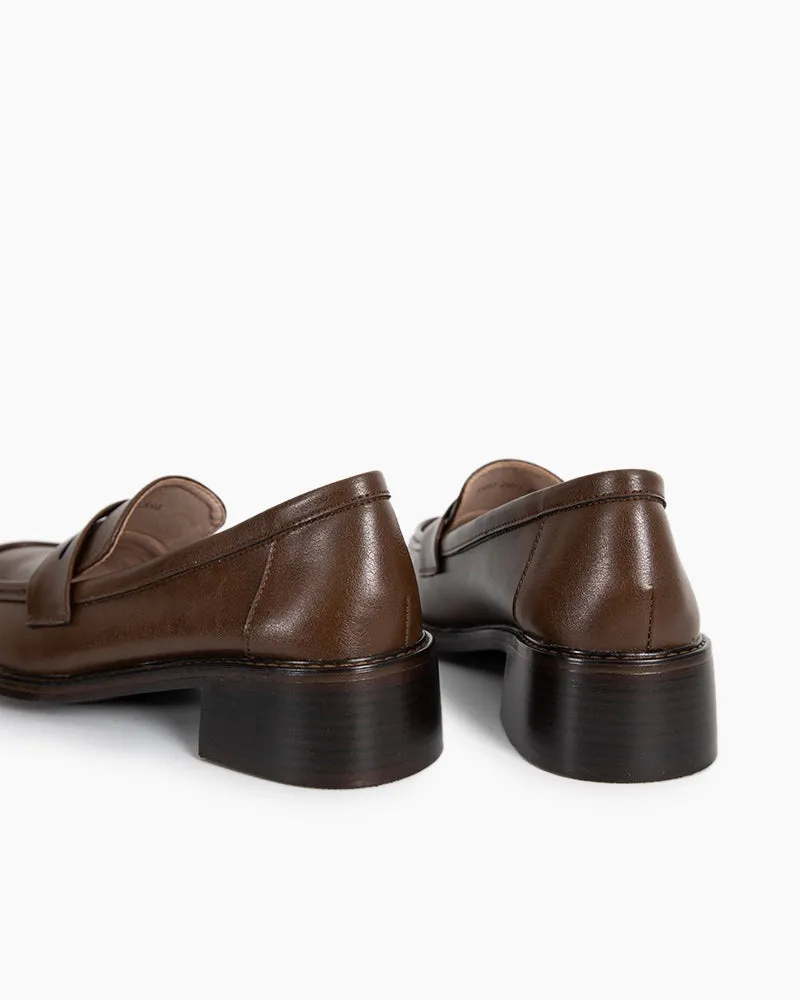 Timeless Comfortable Penny Chunky Heel Loafers