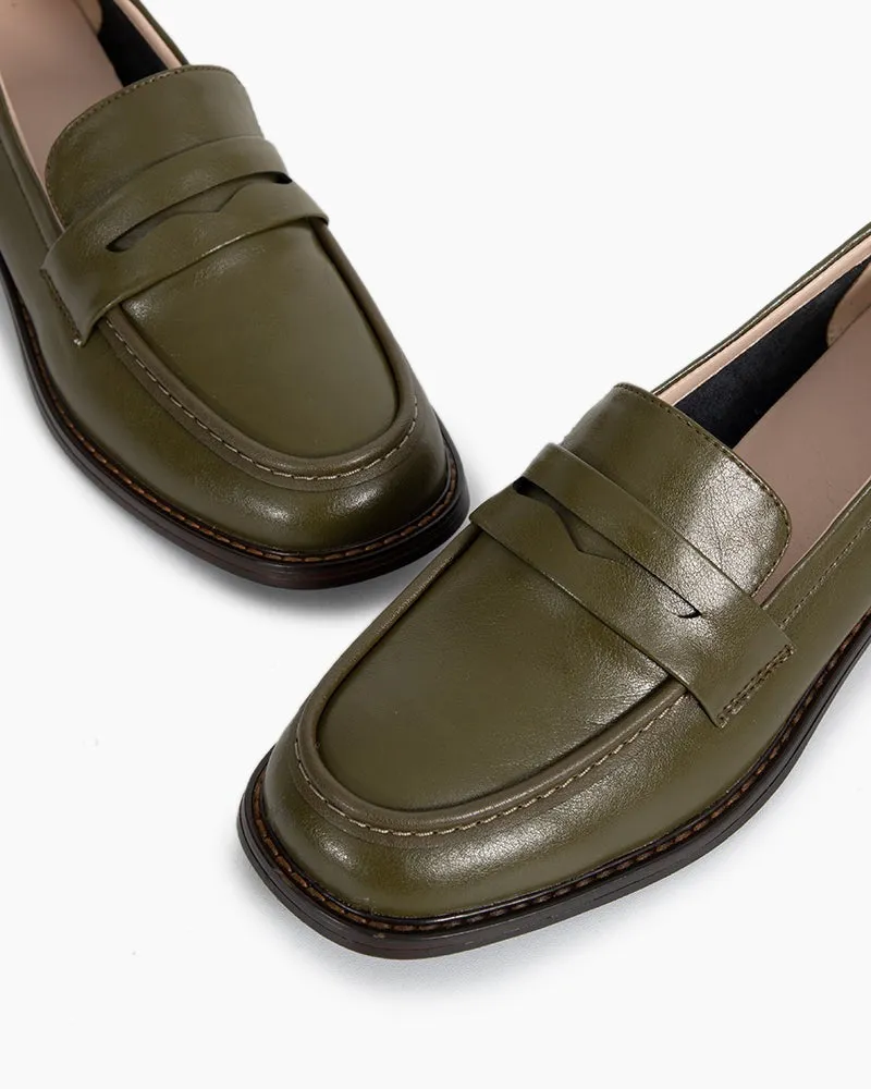 Timeless Comfortable Penny Chunky Heel Loafers