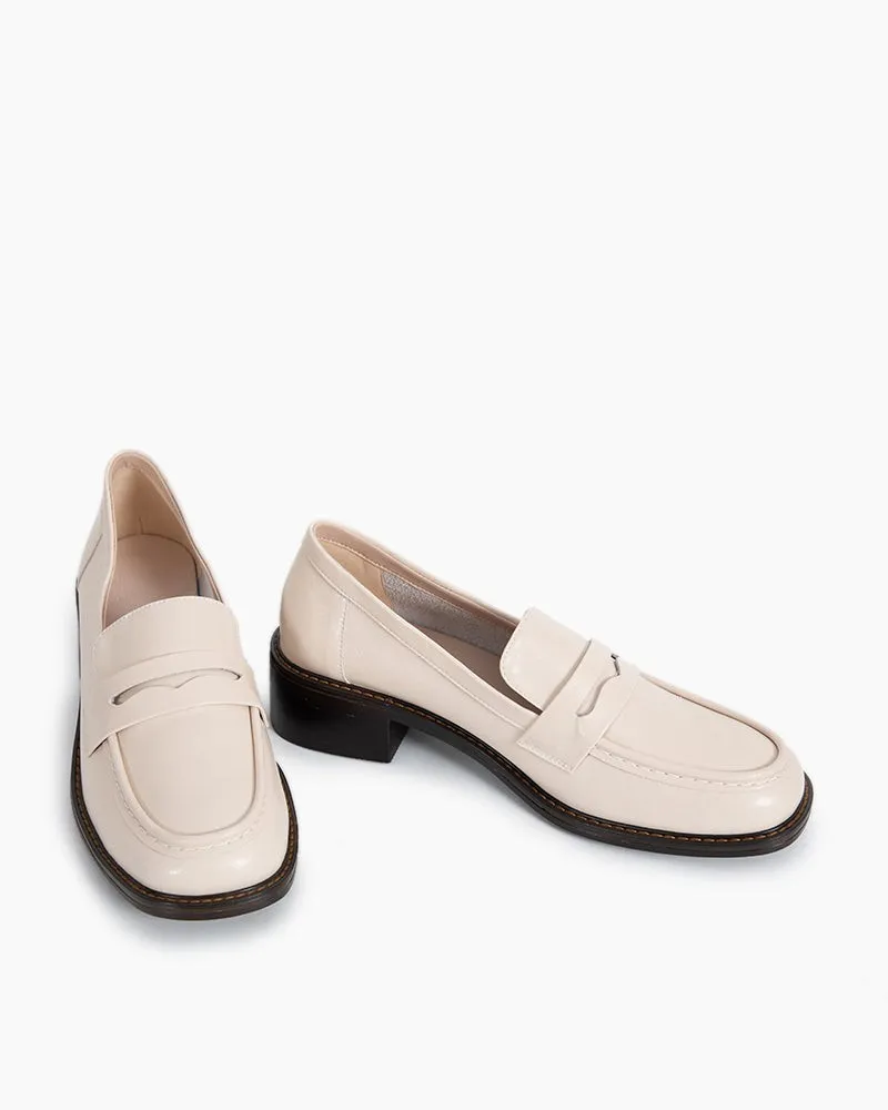Timeless Comfortable Penny Chunky Heel Loafers