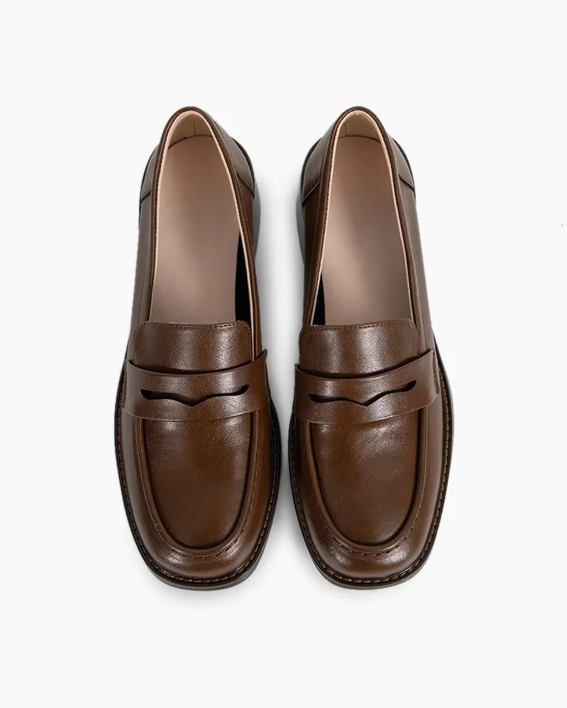 Timeless Comfortable Penny Chunky Heel Loafers