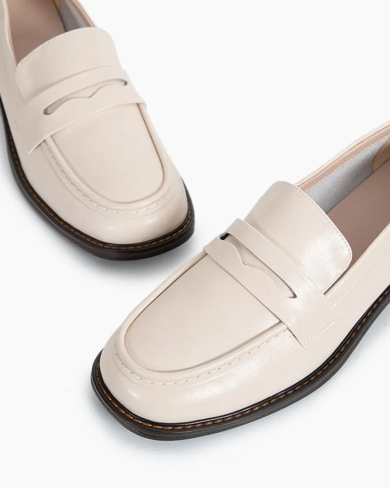 Timeless Comfortable Penny Chunky Heel Loafers
