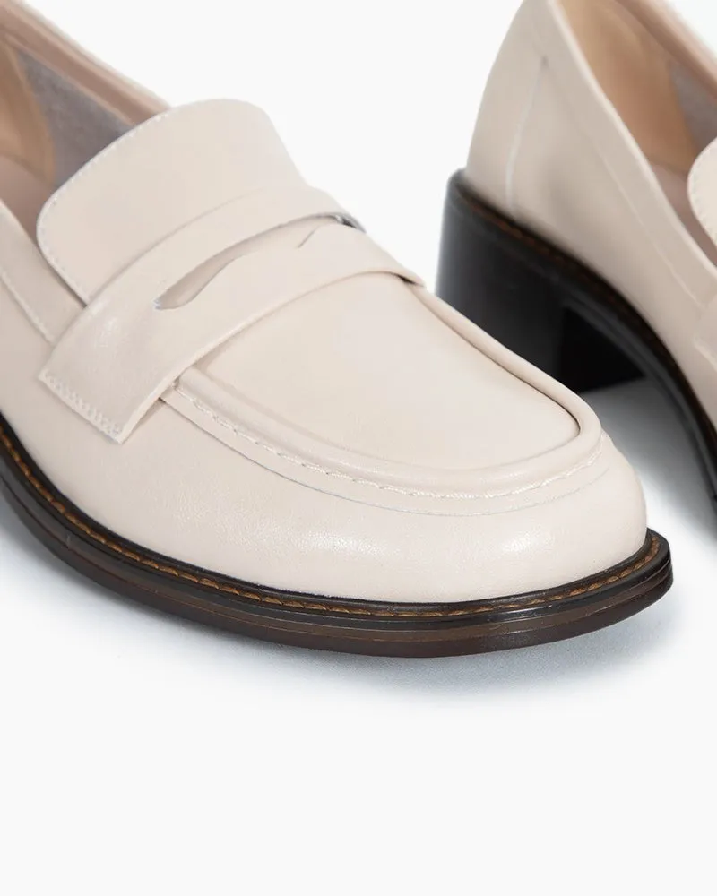 Timeless Comfortable Penny Chunky Heel Loafers