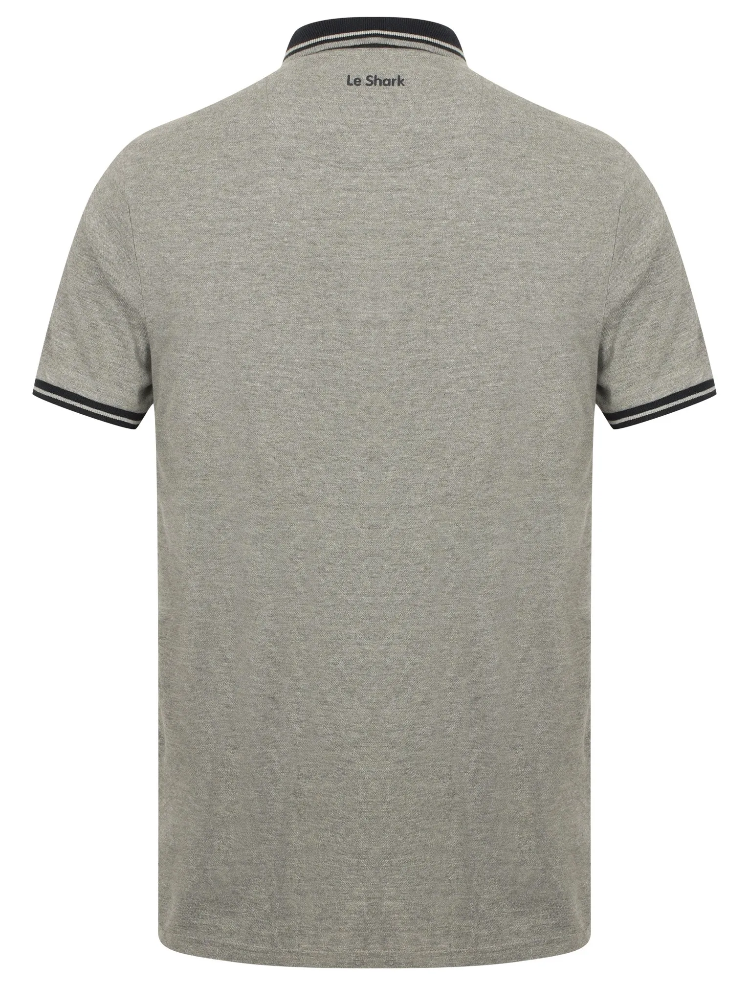 Tower Colour Block Pique Polo Shirt In Mid Grey Marl - Le Shark