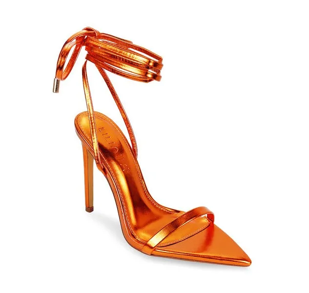 Women lace up stiletto high heel sandals Laurent-55 By Liliana