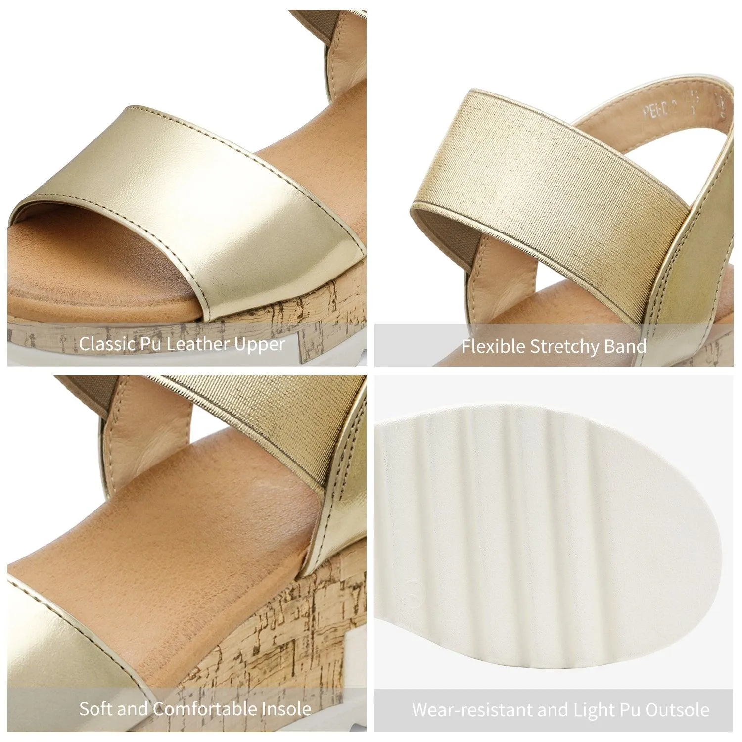 Women's Ankle Strap Open Toe Casual Platform Wedge Sandals