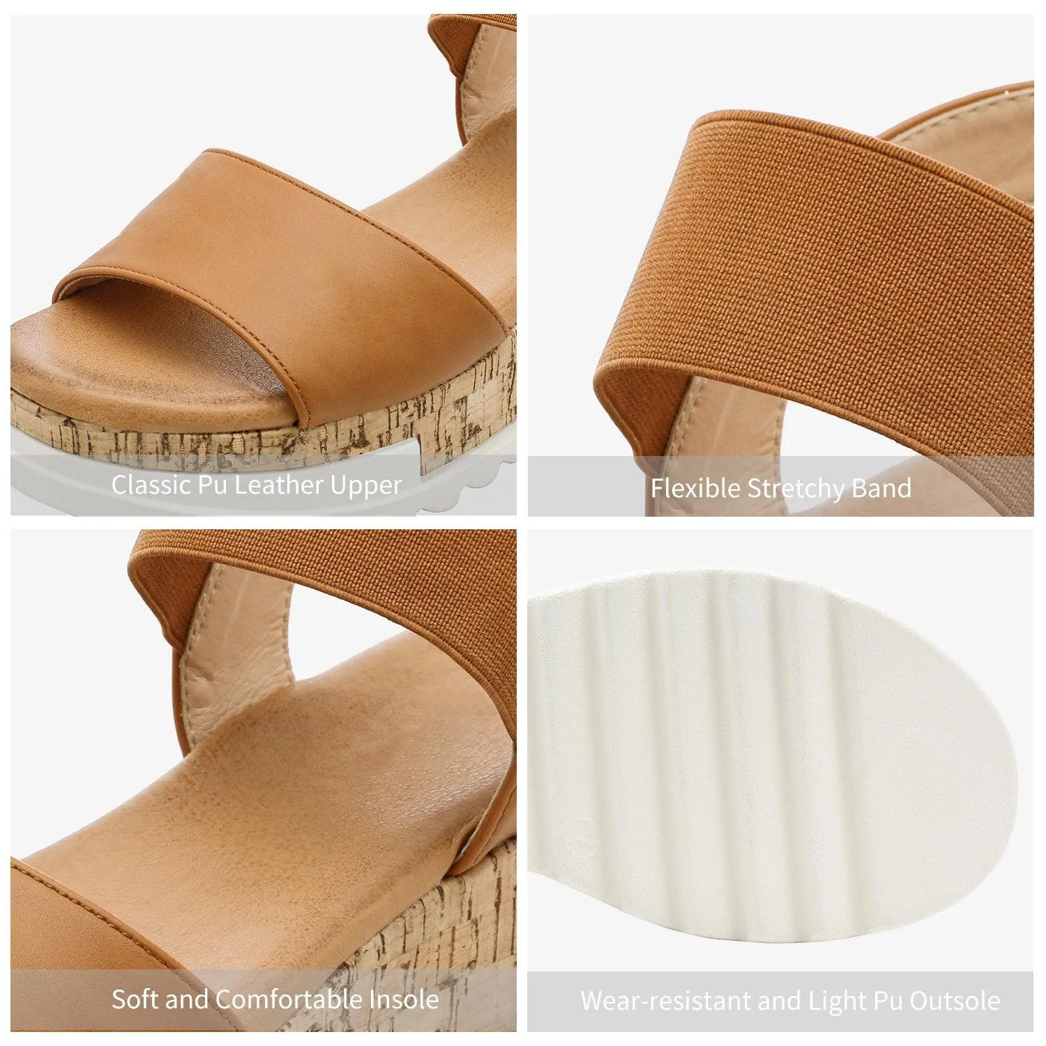 Women's Ankle Strap Open Toe Casual Platform Wedge Sandals