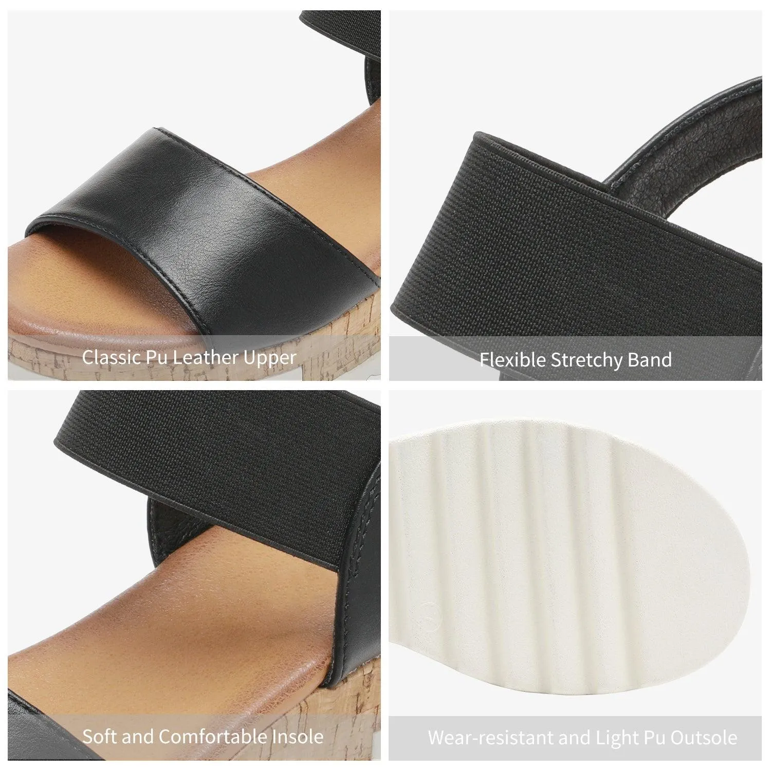 Women's Ankle Strap Open Toe Casual Platform Wedge Sandals