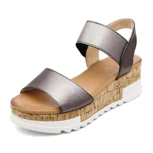 Women's Ankle Strap Open Toe Casual Platform Wedge Sandals
