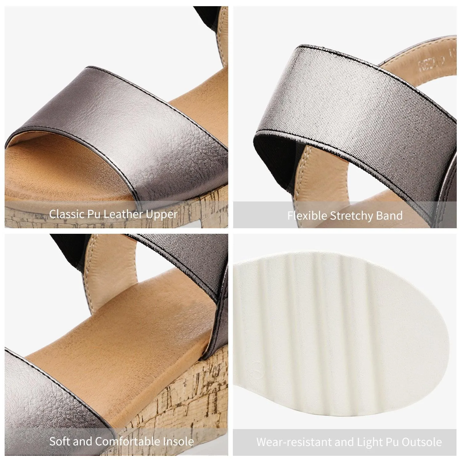 Women's Ankle Strap Open Toe Casual Platform Wedge Sandals