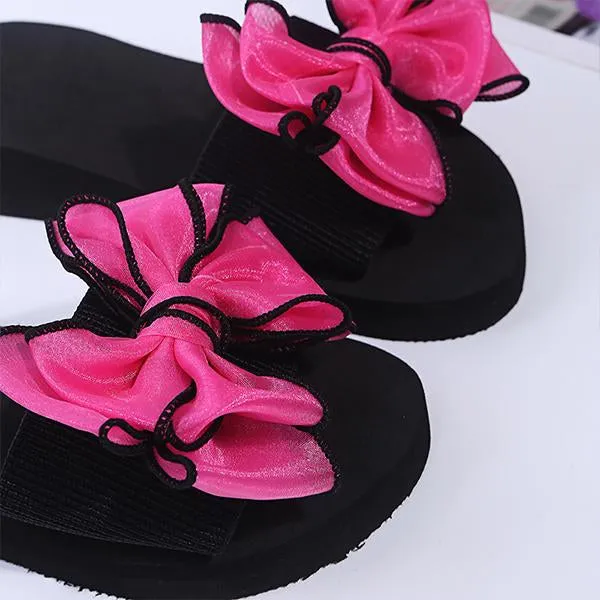 Women's Fashion Casual Bow Wedge Beach Slippers 25745246C