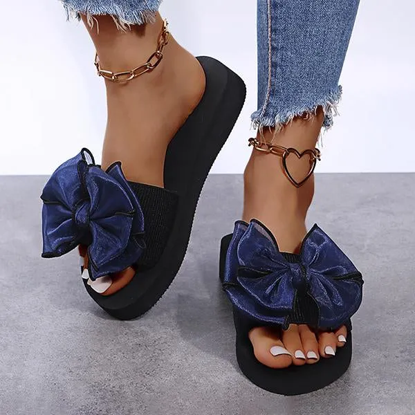 Women's Fashion Casual Bow Wedge Beach Slippers 25745246C