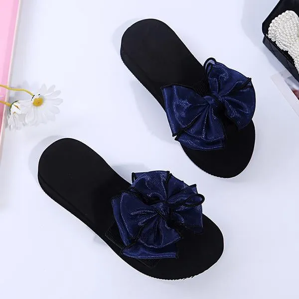 Women's Fashion Casual Bow Wedge Beach Slippers 25745246C