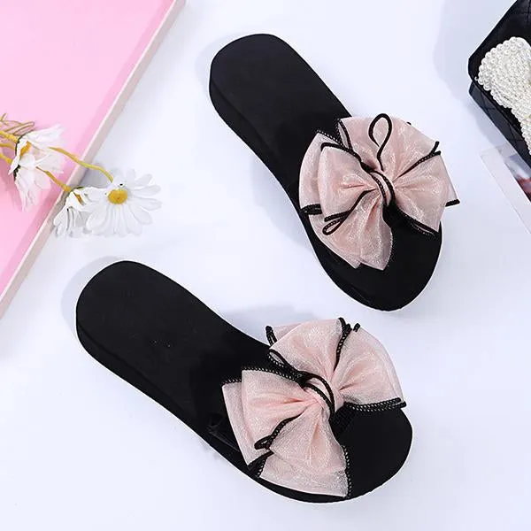 Women's Fashion Casual Bow Wedge Beach Slippers 25745246C