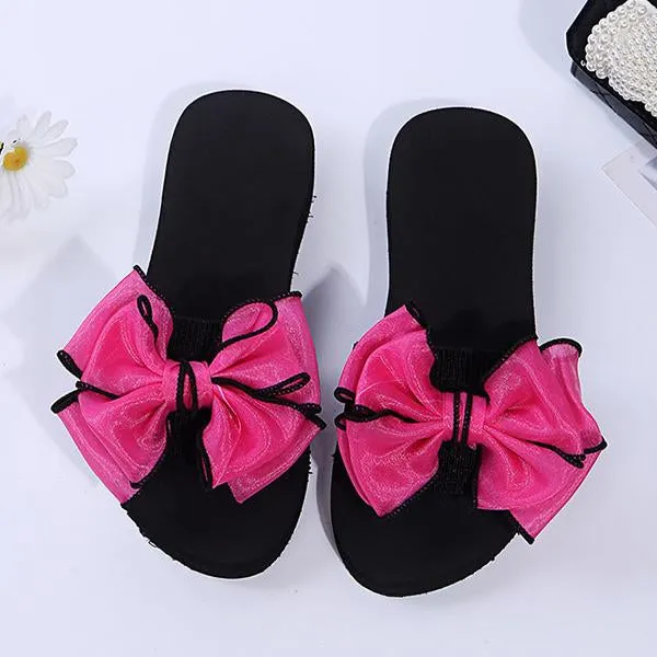Women's Fashion Casual Bow Wedge Beach Slippers 25745246C