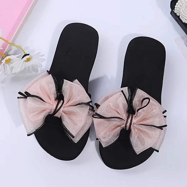 Women's Fashion Casual Bow Wedge Beach Slippers 25745246C