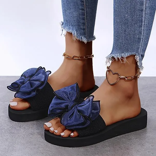 Women's Fashion Casual Bow Wedge Beach Slippers 25745246C