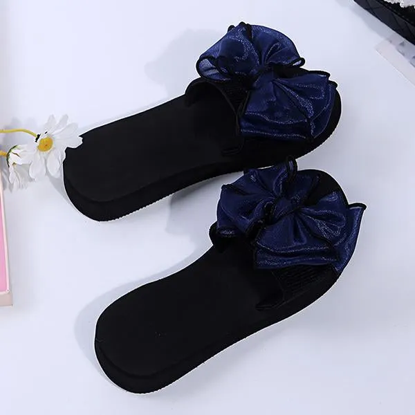 Women's Fashion Casual Bow Wedge Beach Slippers 25745246C