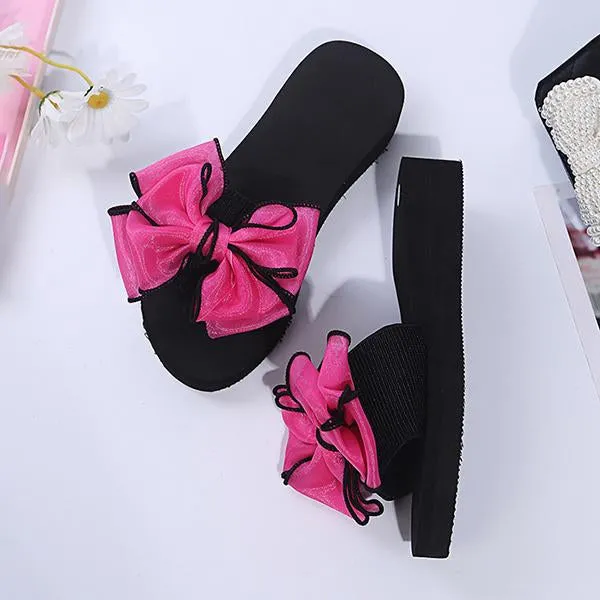 Women's Fashion Casual Bow Wedge Beach Slippers 25745246C