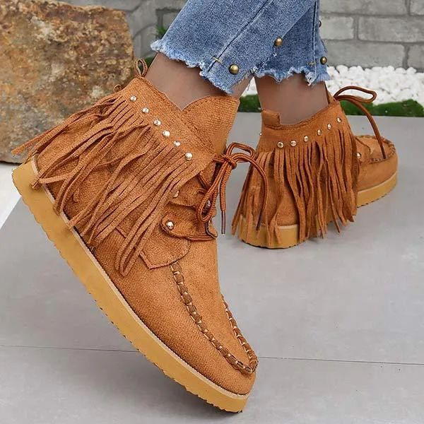 Women's Fringed Short Boots 72892508C