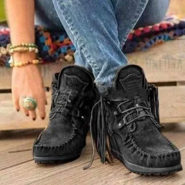 Women's Fringed Short Boots 72892508C
