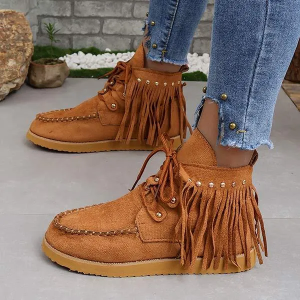 Women's Fringed Short Boots 72892508C