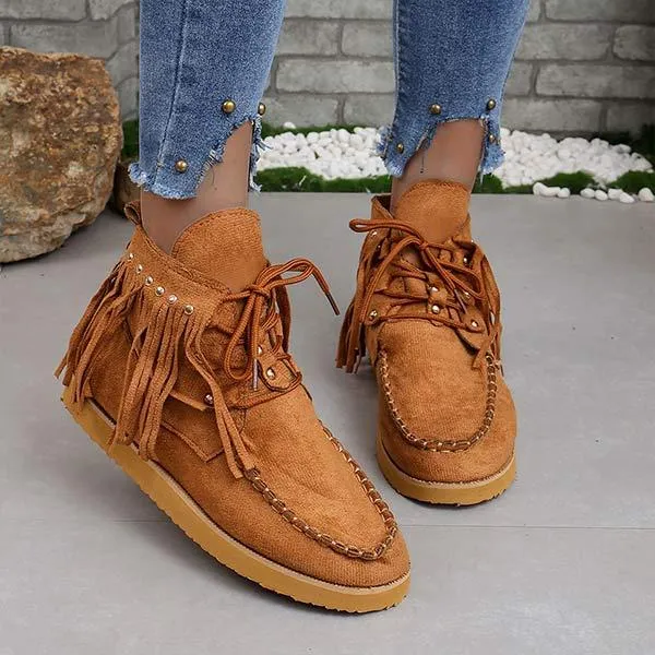 Women's Fringed Short Boots 72892508C