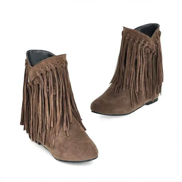 Women's Suede Fringe Ankle Boots 49472471C