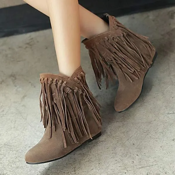 Women's Suede Fringe Ankle Boots 49472471C