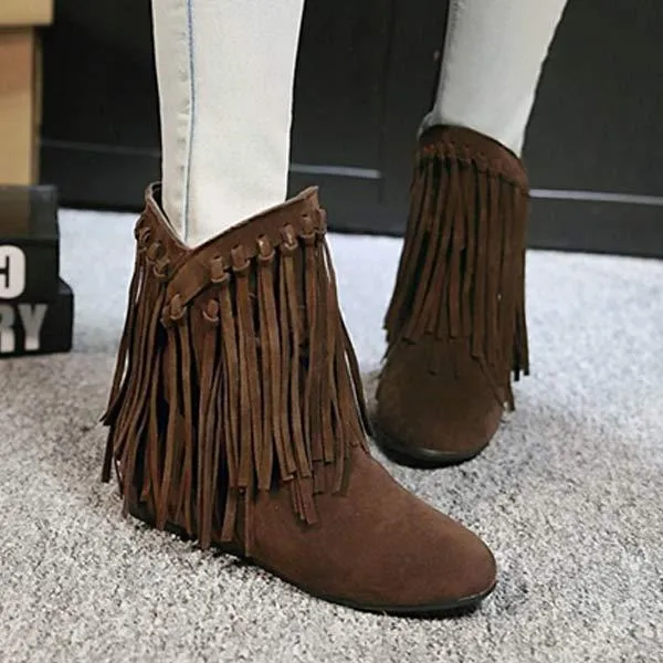 Women's Suede Fringe Ankle Boots 49472471C