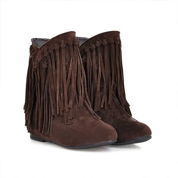 Women's Suede Fringe Ankle Boots 49472471C