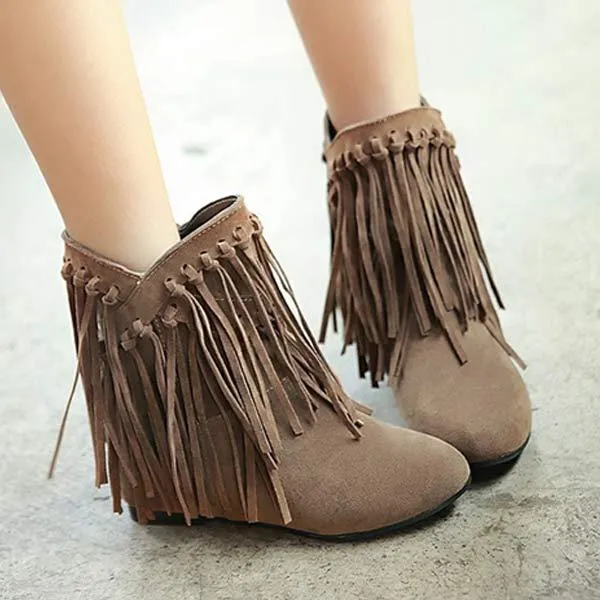 Women's Suede Fringe Ankle Boots 49472471C