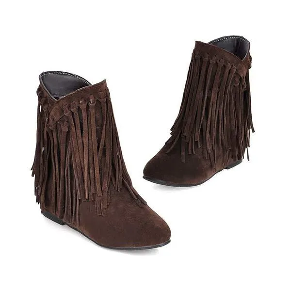 Women's Suede Fringe Ankle Boots 49472471C