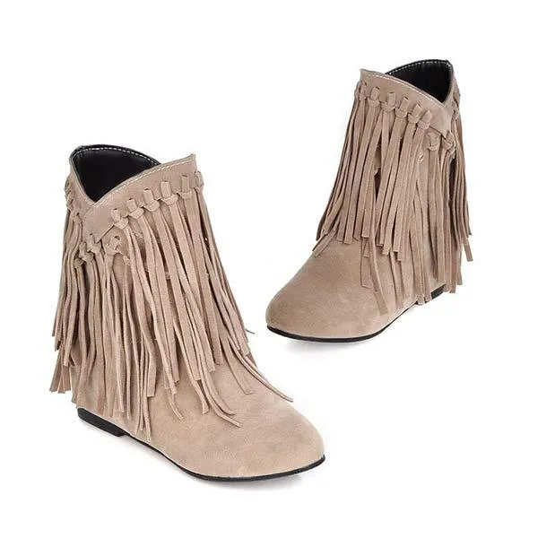 Women's Suede Fringe Ankle Boots 49472471C