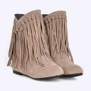 Women's Suede Fringe Ankle Boots 49472471C