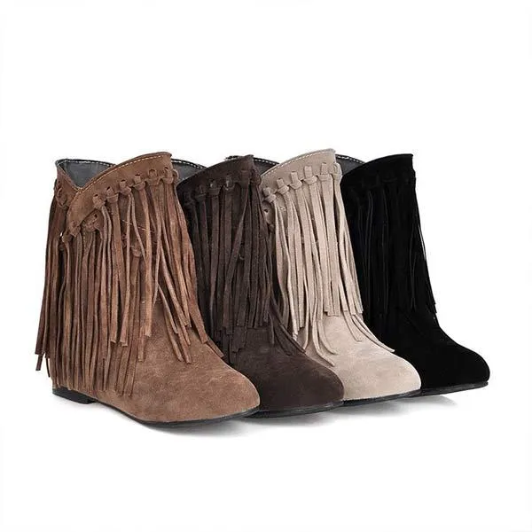 Women's Suede Fringe Ankle Boots 49472471C